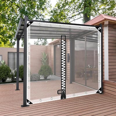 Transparant Dekzeil - Regenscherm Zeildoek - Buiten Beschermen - Met Rits - 1x5.5m - Transparant
