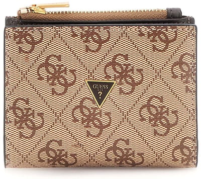 GUESS portemonnee Milano Bifold Top Zip Wallet Beige Brown Lichtbruin