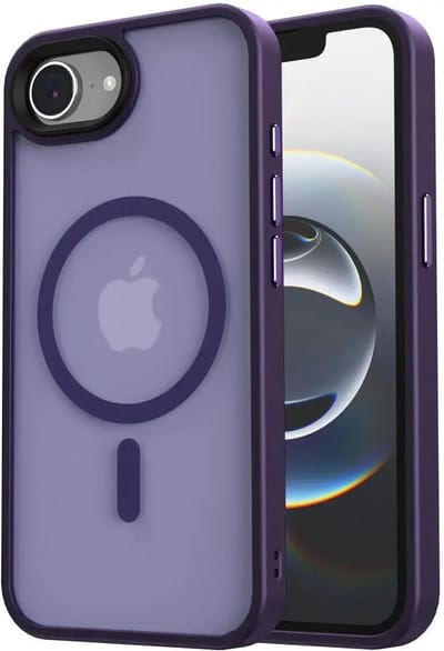 Hoesje Geschikt voor iPhone 17e / 16e - Compatibel met MagSafe / Qi2 - Matte Beschermhoes - Back Cover met Magneet - Paars