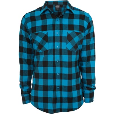 Urban Classics Overhemd -M- Checked Flanell Zwart/Blauw