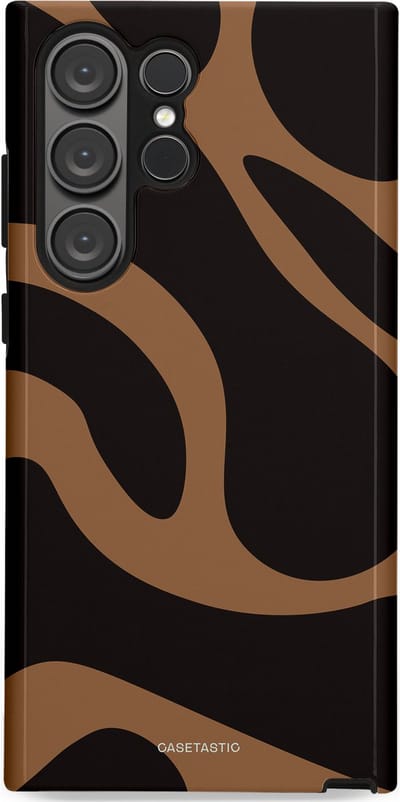 Casetastic Hoesje Geschikt voor Samsung S23 Ultra - Stijlvolle Beschermende Duo-layer Case - Chocolade Golven