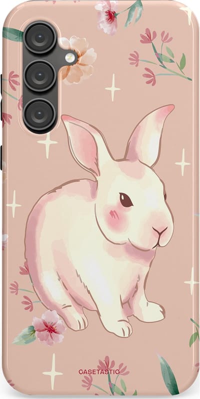 Casetastic Hoesje Geschikt voor Samsung S23 FE - Stijlvolle Beschermende Duo-layer Case - Schattig konijntje