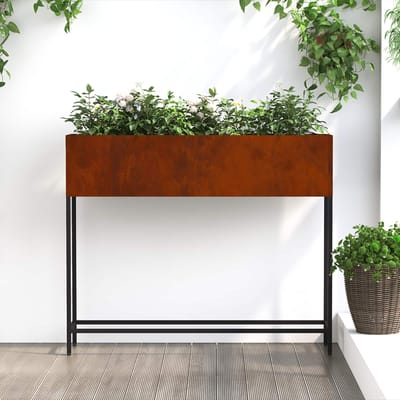 vidaXL - Verhoogde - Tuin - Plantenbak - Roestig - 100 - x - 26 - x - 82 - cm - Cortenstaal