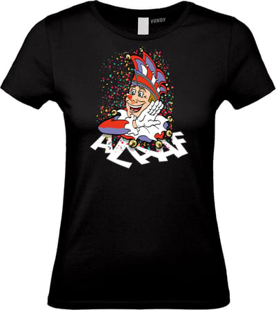 Dames t-shirt Alaaf | Carnavalskleding dames | Carnaval Kostuum | Foute Party | Zwart Dames | maat XS