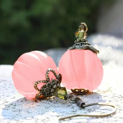 1 Paar Vintage Pompoen Hanger Oorbellen, Veelzijdig & Stijlvol Voor Dagelijks Gebruik roze