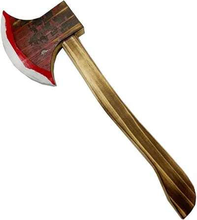 Allecto Plus - Realistische Nep Bijl Houten Speelgoed voor Halloween - Bloedige Bijl voor Buitenspelen.