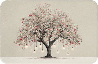 Badmat 60x40 cm - Antislip - Lichtboom - Winter - Kerst - Meerkleurig - Badmatten voor badkamer - Badkamermat - Douchemat - Badkamer mat