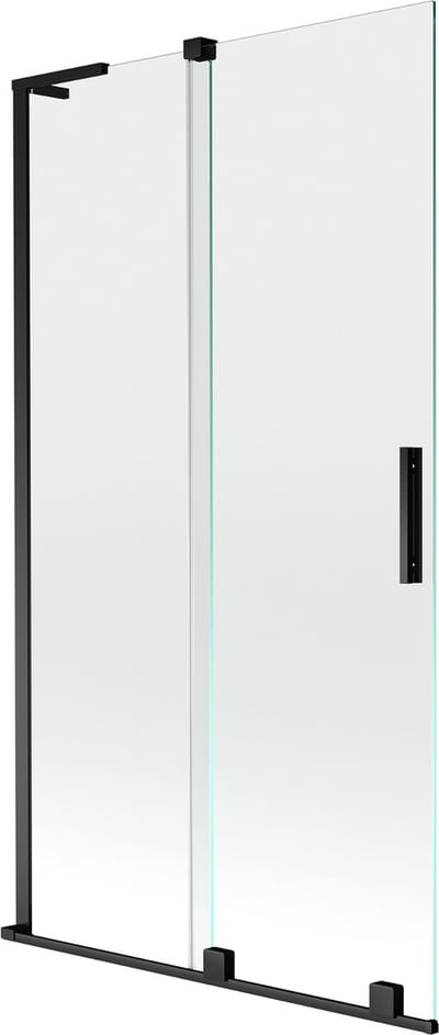 Mexen Velar L badscherm 2-delige schuif 100 x 150 , transparant, zwart - 896-100-003-01-70
