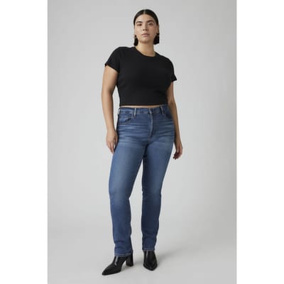 Levi's 724 High Rise Straight Jeans Size: W27L30 | Straight Pants Outlet | Dames | Blauw