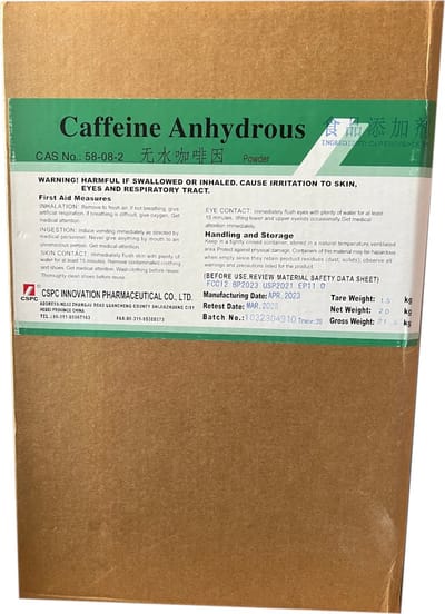 Cafeïne anhydraat poeder 20kg pharma grade caffeine anhydrous