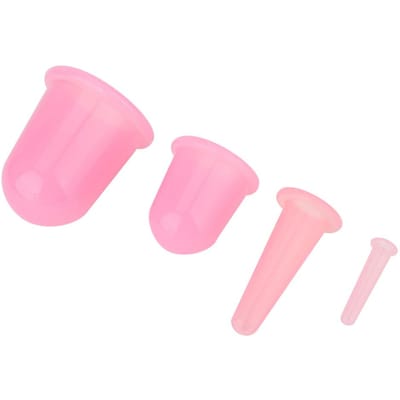 4 stuks Vacuüm Gezichtsmassager Cupping Cup Gezichtslifting Verstevigende Verzorging Therapie Behandeling (Roze) roze