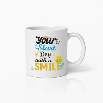 Motiverende Your Start Day with a Smile Koffiemok – Positief Cadeau voor de Ochtend