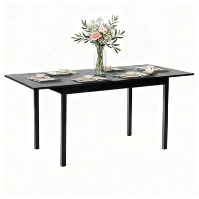 Meubles Cosy Uitschuifbare eettafel – 120-160 cm – Zwarte houtlook