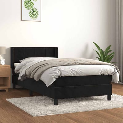 vidaXL - Boxspring - met - matras - fluweel - zwart - 80x200 - cm