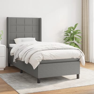 vidaXL - Boxspring - met - matras - stof - donkergrijs - 80x200 - cm