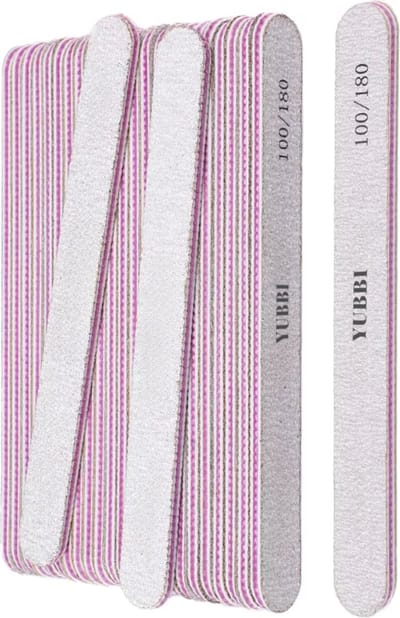 YUBBI 20 Stuks Dubbelzijdige Zebra Nagel Vijl- NagelVijl- Nail Files - Manicure Set - Nagelverzorging - 100/180 grit - Grijs