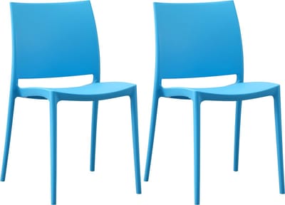 CLP Meton Set van 2 Tuinstoelen - Stapelbaar - Onderhoudsvriendelijk - Weerbestendig - blauw
