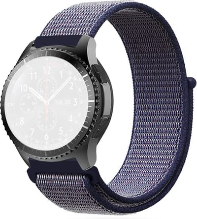 Nylon bandje - geschikt voor Samsung Galaxy Watch 7 / Watch FE / Watch 6 / Watch 6 Classic / Watch 5 / Watch 5 Pro / Watch 4 / Watch 4 Classic / Watch 3 41 mm / Active / Active 2 / Watch 42 mm - donkerblauw