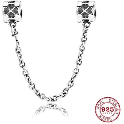 Breloques Perle en Argent Sterling 925 Véritable Cœur Fleur Forme Ronde Breloques Chaîne de Sécurité S'adaptent Bracelet à Breloques Original Fabrication de Bijoux