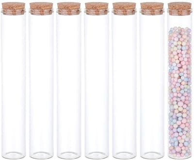 Dailygoods- Testbuisjes 100 ml - Glazen Reageerbuisjes - Kurksluiting - 10 Stuks - Heldere Parelcontainer - Afmetingen 188 x 30 mm