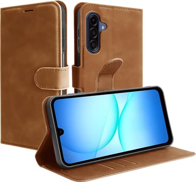 Just in Case hoesje geschikt voor Samsung Galaxy A17 (4G / 5G) Hoesje met Pasjeshouder - Premium Bookcase - Bruin