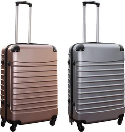 Travelerz kofferset 2 delige ABS groot - met cijferslot - 69 liter - rose goud - zilver