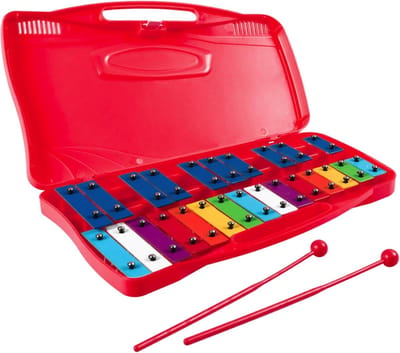 Kinderxylofoon 25 Tonen - Muziek Instrument - Muziek Onderwijs - Volledig Toombereik - 39x23x4cm - Rood