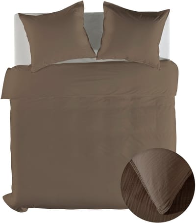 Yellow Dekbedovertrek Suite Guadeloupe - Mousseline Katoen - Plaza Taupe - 240x200-220 cm - 100% Mousseline Katoen - Lits-Jumeaux