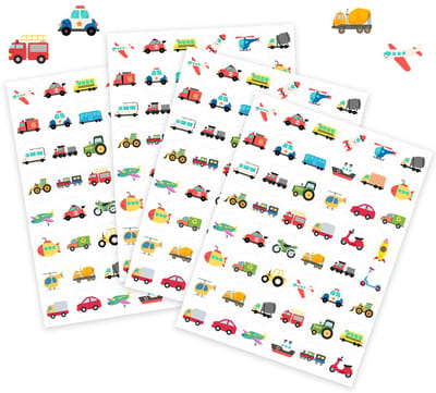 Beloningsstickers Voertuigen - 4 Stickervellen - Jongens Stickers