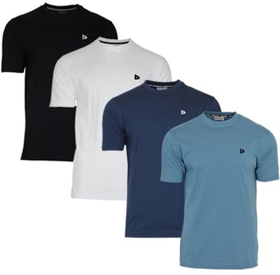 4-Pack Donnay - T-shirt (Vince) - Sportshirt - Heren - Black/White/Navy/Light denim blue (783) - maat S