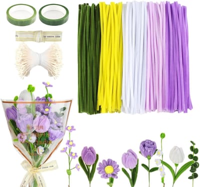 400 Stuks Pijpenragers voor Creatieve Projecten, Kleurrijke Pijpenreinigers voor Bloemen, DIY Tulpen en Lavendelboeketten