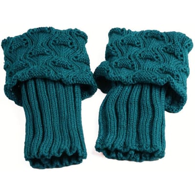 Elegante Dames Winter Laarsmanchetten Zachte Gebreide Acryl Beenwarmers Gezellige Rekbare Enkelsokken 1 Paar groen