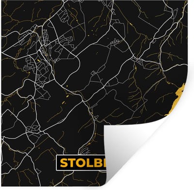 Muurstickers - Sticker Folie - Goud – Duitsland – Plattegrond – Gold – Stadskaart – Kaart – Stolberg - 100x100 cm - Plakfolie - Muurstickers Kinderkamer - Zelfklevend Behang XXL - Zelfklevend behangpapier - Stickerfolie