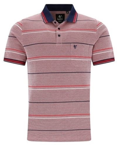 Hajo - Poloshirt Piqué - heren- rood gestreept - maat M