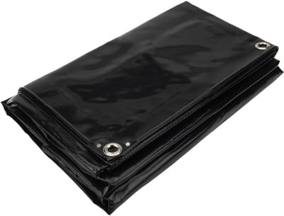 3,5x8 Afdekzeil PVC 650gr - Gitzwart 9005 - zeilringen iedere 50cm