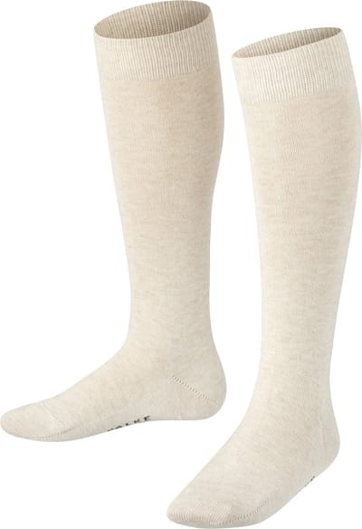 FALKE Family lang eenkleurig katoen kniekousen kinderen beige - maat 23-26
