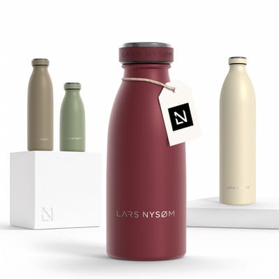 LARS NYSØM Ren Roestvrijstalen drinkfles 350ml - BPA-vrij geïsoleerde waterfles 0,35 Liter (Berry Red)