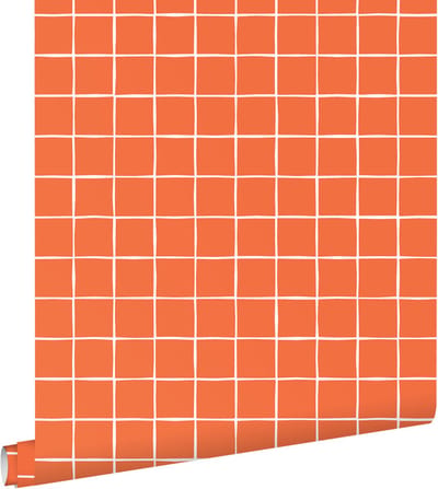 ESTAhome behang geblokt motief oranje - 50 x 900 cm - 131270
