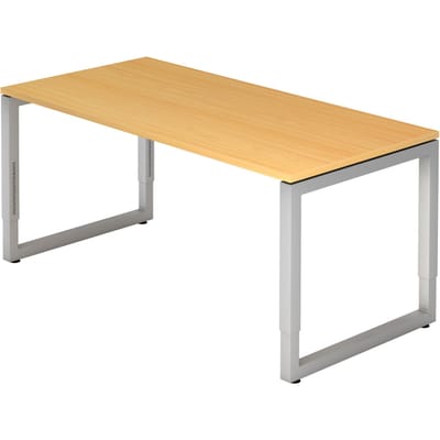 REGO 16 S | Bureau - 160 x 80 Beuken/Zilver Tafelhoogte I In hoogte verstelbaar