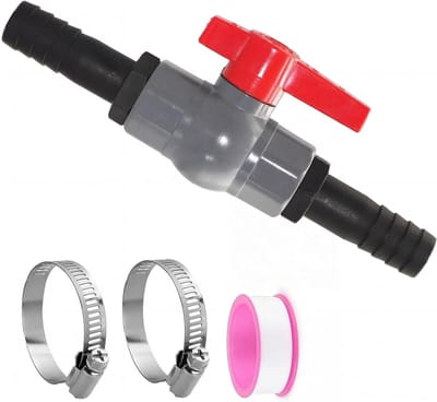 Kugelkraan met slangverbinding voor zwembad en besproeiing, PVC afsluiter 1 1/4 inch (40 mm) binnendraad, slangkogelkraan met 32 mm fittingen voor optimale waterafvoer en gebruiksgemak