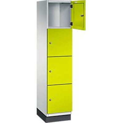 C+P Cambio lockerkast, 1 vak, 4 vakken, met plint, B 400 x D 525 x H 1980 mm, lichtgrijs/kleedgroen