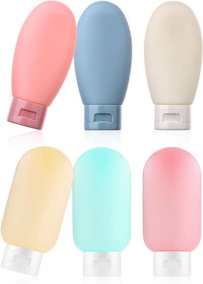 Siliconen reisflessen set voor toiletartikelen - 60 ml lekvrije knijpflessen - reisaccessoires voor shampoo, conditioner, lotion - handbagage formaat
