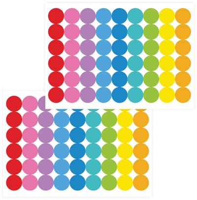 Gekleurde Stippen Stickers 19 mm – 108 Beschrijfbare Label Stickers - Frisse Kleuren