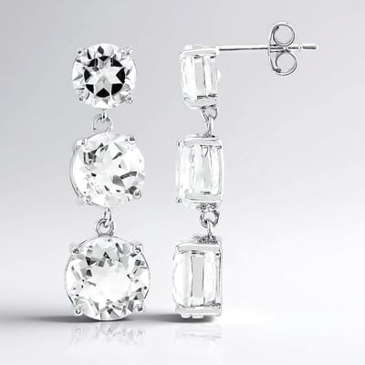 Cavill - Zilveren Oorbellen - 925 Sterling Zilver Gerhodineerd - Witte Topaas 14,2 ct - Ronde Edelstenen - Elegante Oorbellen Met Steeksluiting