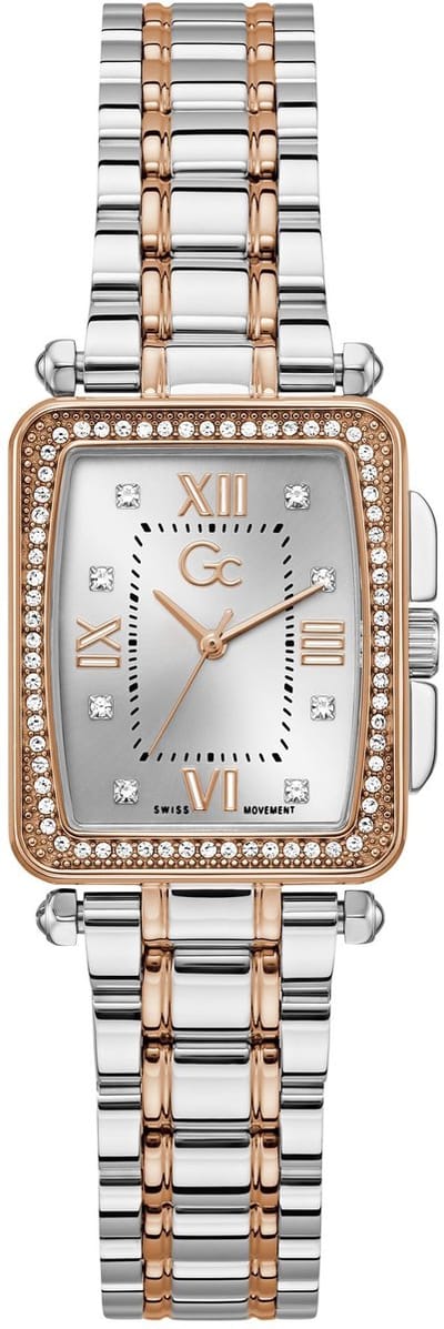 Gc Gc Plaza Mid Size Metal Analoog Quartzhorloge Zilverkleurig En Roségoudkleurig Kast Gemaakt Van 100% Roestvrij Staal En Een Armband Van 100% Roestvrij Staal 25 Z29008L1MF