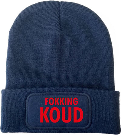 Wintermuts navy | rood - Fokking koud- soBAD. | Unisex | Skimuts | Muts | Kou | met grappige tekst | Winter | Beanie