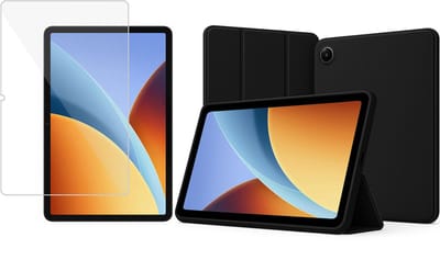 TechNow Hoesje + Screenprotector geschikt voor Xiaomi Redmi Pad 2 9.7 Hoesje – Glas - Extreme Shock Case – Smart Case - Zwart