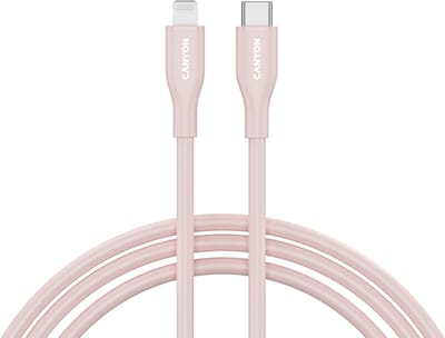 Canyon CLNM60 Serie - USB-C naar Lightning Kabel - 60W - 1m - Roze Silikon