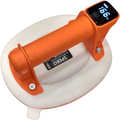 210 x 175mm 3.7V Accu Glaszuiger Pro - Wit Rubber - Glas & Tegel Vacuümzuiger PRO - Zuignap met Drukmeter - Glasdrager Max: 56Kg - SPERO