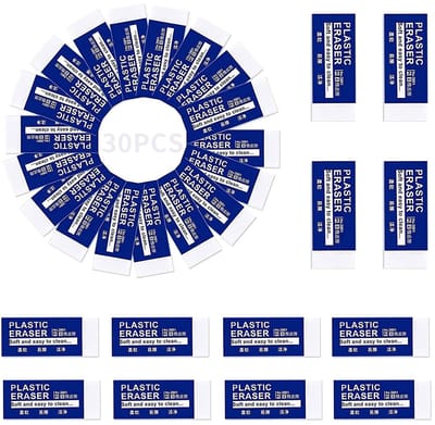 Dailygoods- Gumset 30 Stuks - Zachte 2B-gummen - Duurzaam Rubber - Compact Ontwerp - Latexvrij - Ideaal voor Kinderen - Gummetjes